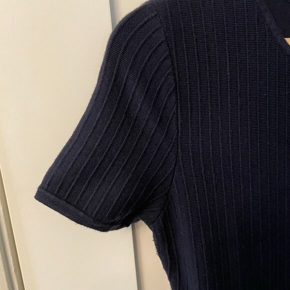 BCBGMaxAzria Womens Navy Blue Pleated Midi Dress - Picture 4 of 9